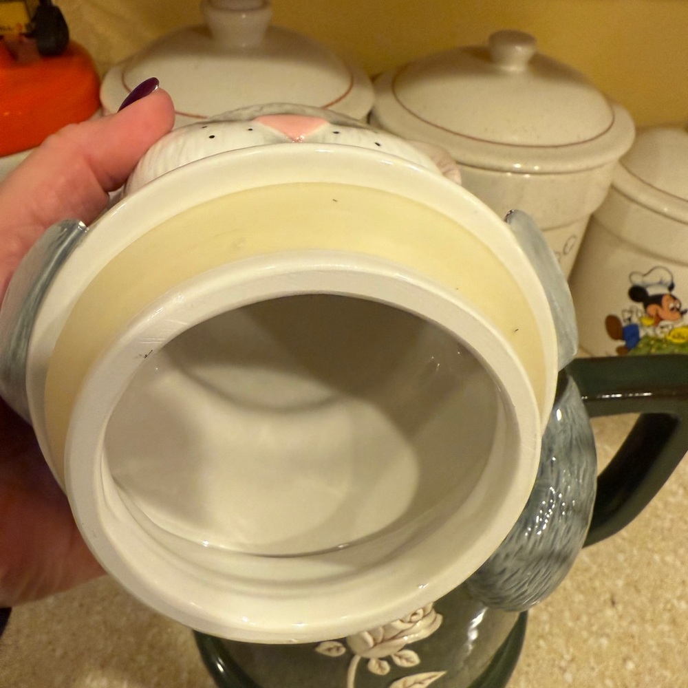 2004 Kenni-Kats Blue Sky Carvers Cat-Shaped Cookie Jar Cat in tea-pot Kitten - Picture 11 of 16